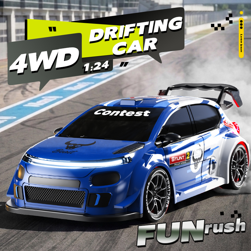 Rc Drift Car 1 24 Scale 4Wd - سيارة تحكم عن بعد بمقياس 1:24