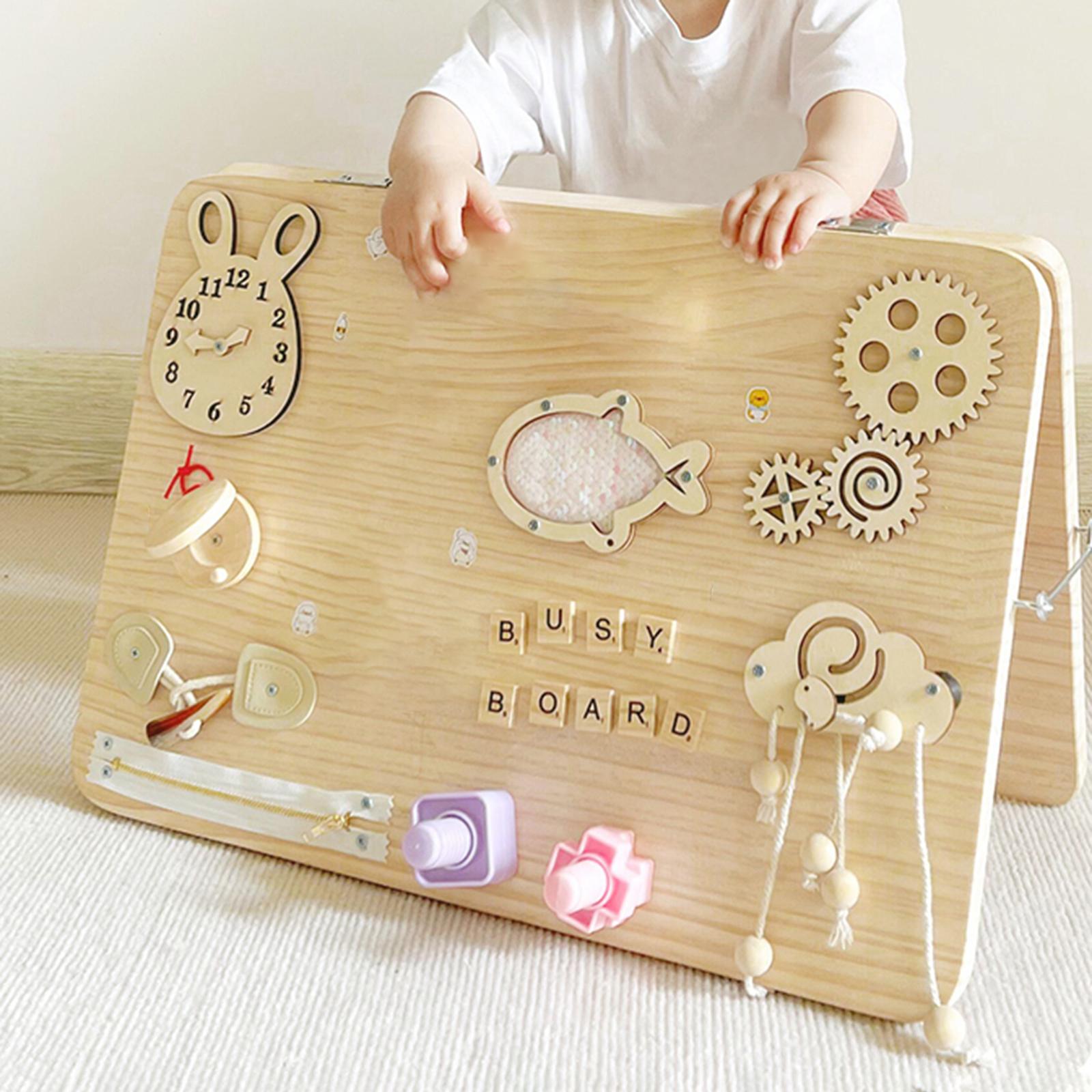 لوحة مونتيسوري خشبية للأنشطة ا - مراجعة Montessori Wooden Busy Board Toddler وسعره