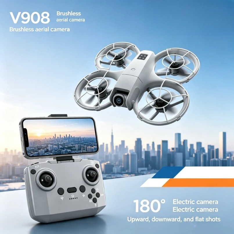 طائرة بدون طيار V908 الأصلية ا - مراجعة Fpv Brushless Rc Drone 4K وسعره